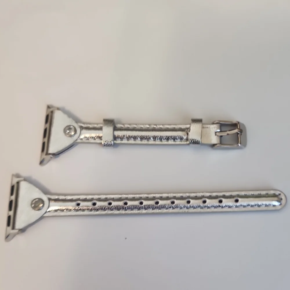 Silver Leather Watch Strap Apple Watch Compatible
